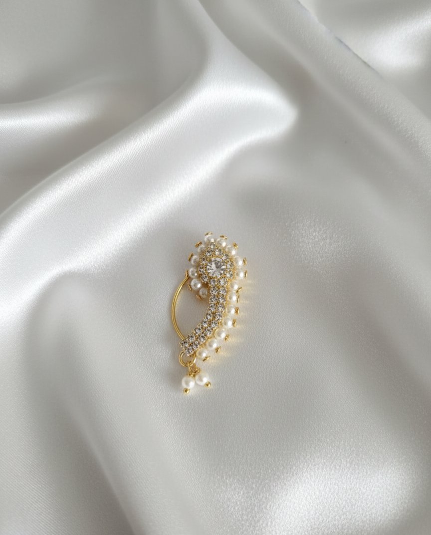 Pearl Nath - Festive Multi-Stone Clip-On Nose Ring for Weddings